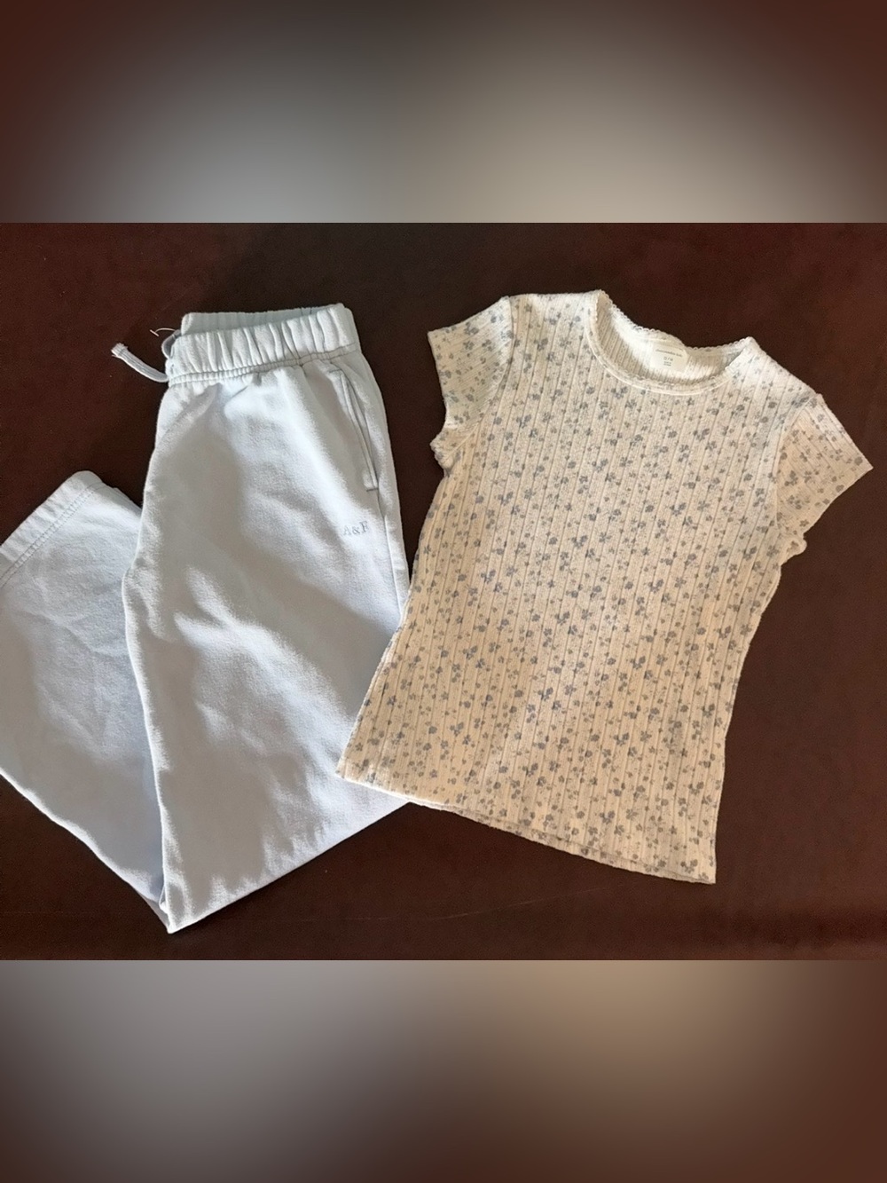 Abercrombie girls outfit, sweats and floral tee